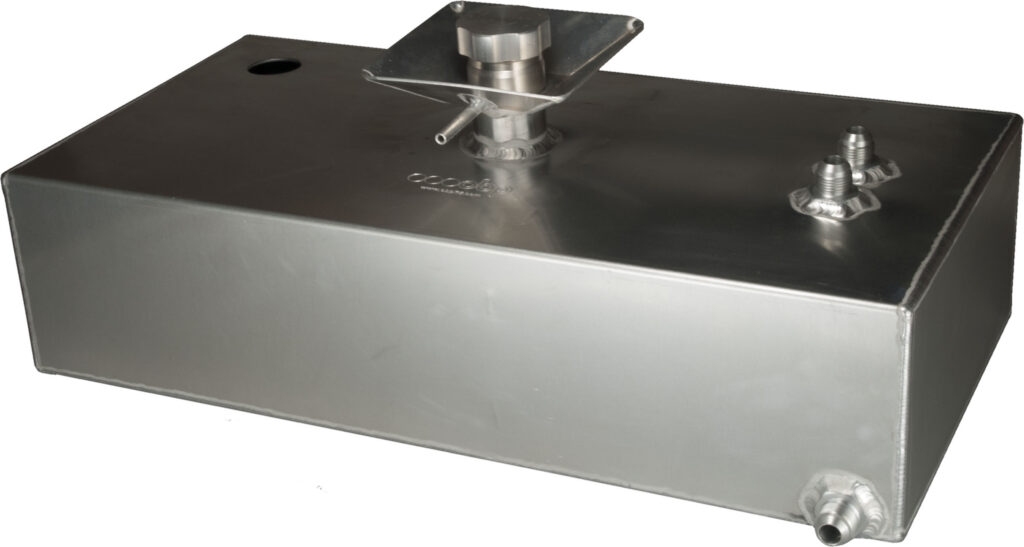 6 Gallon Aluminium Baffled Fuel Tank with 50mm Splash Bowl, JIC Fittings and Sender Hole