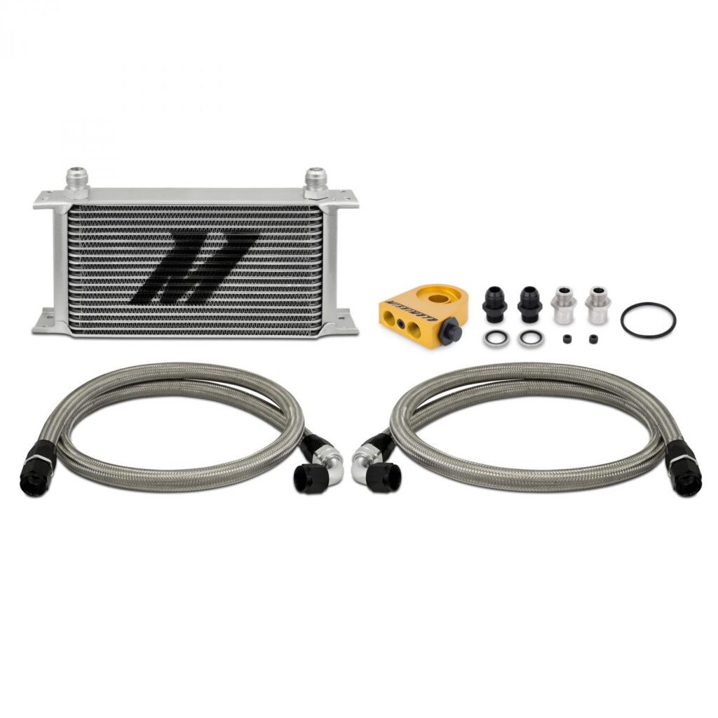 Mishimoto universal 19 raders oljekylarkit thermostatstyrt silver