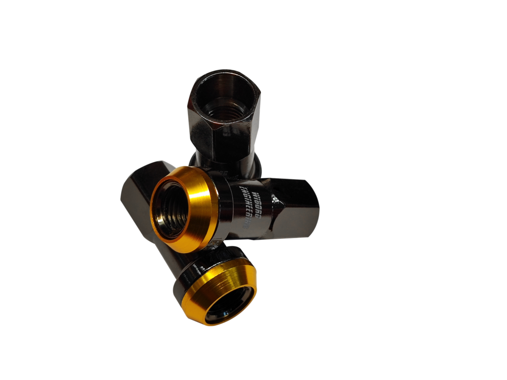 Wiborg hjulmuttrar M12x1.5mm - Dark Grey/Gold 20x